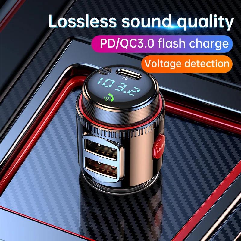 Car MP3 Player FM Transmitter Bluetooth 5.4 PD30W+QC3.0 Dual USB Fast Charge Adapter Wireless Handsfree U Disk Play