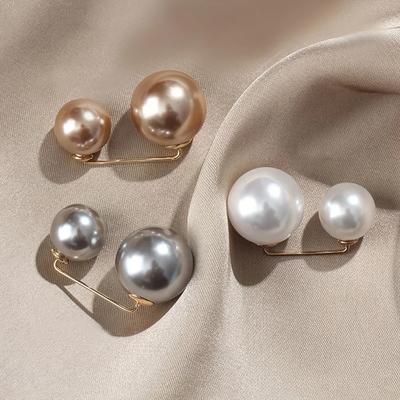 3/6Pcs Double Pearl Brooch Pins Anti-fade Exquisite Elegant Brooches for Women Sweater Cardigan Clip Coat Summer Dress Jewelry