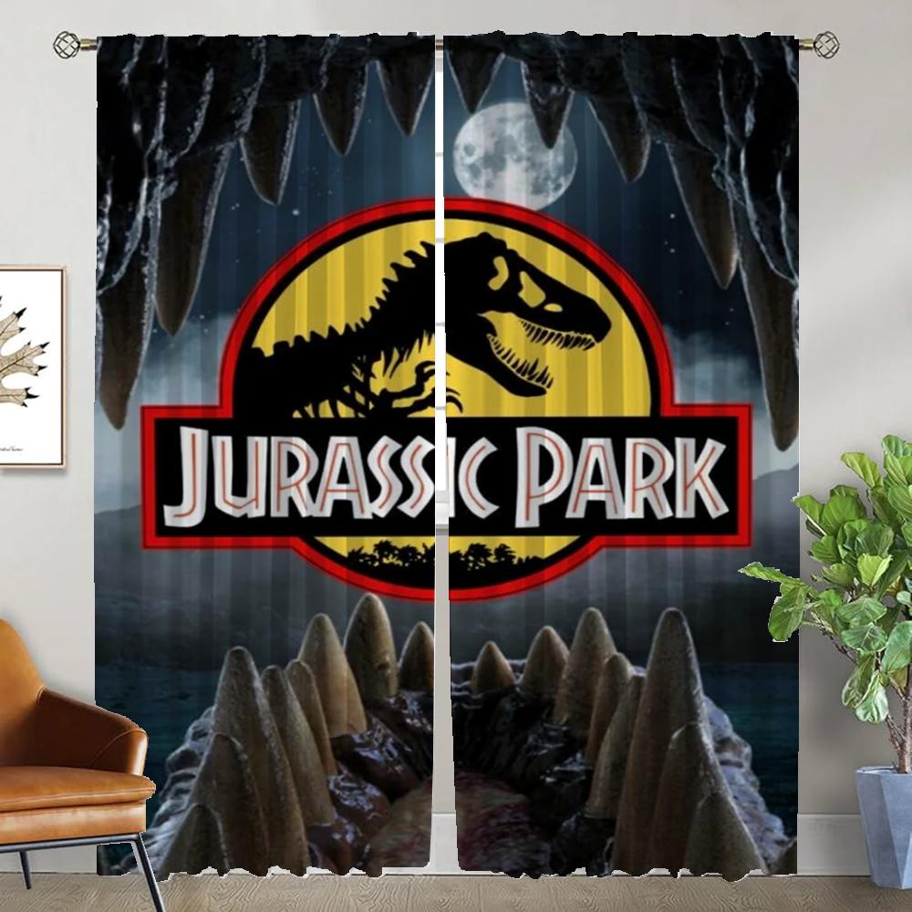 Kitchen Curtains 2 Pieces Jurassic Park Curtains for Bedroom Blackout Curtain Shades Halloween Decoration Living Room Curtain