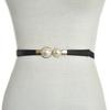 Fashion Women Elastic Faux Pearl Thin Skinny Waistband Waist Belt Dress Decor