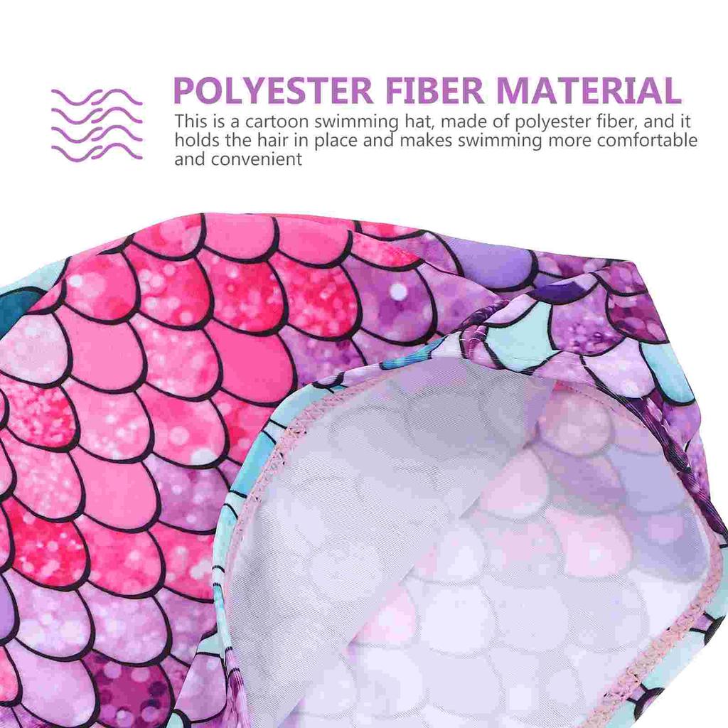 Swimming Cap for Kids- Childrens Swim Cap Polyester Waterproof Swim Hat Cover Ears for Long and Short Hair