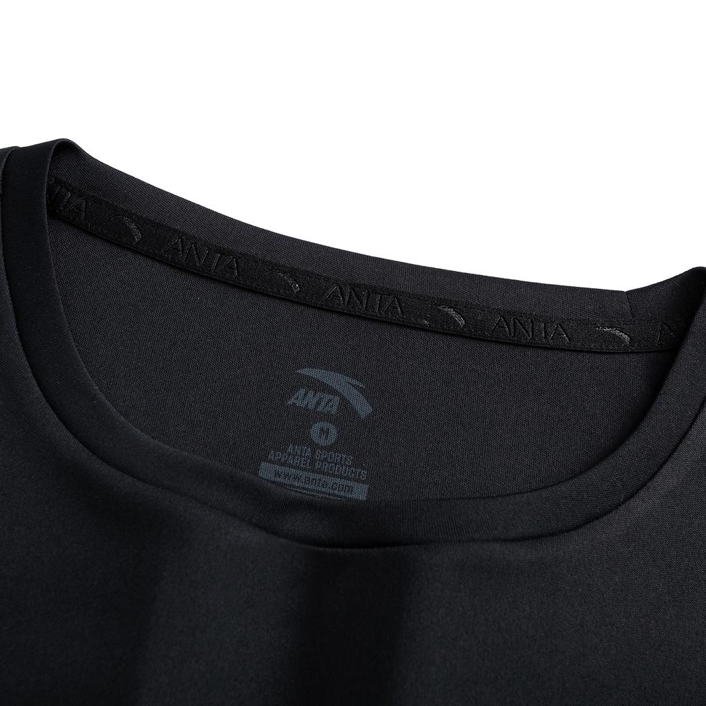 Anta Fitness Short Sleeve Knitted T-Shirt Women tops Basic-Black 962627125-2