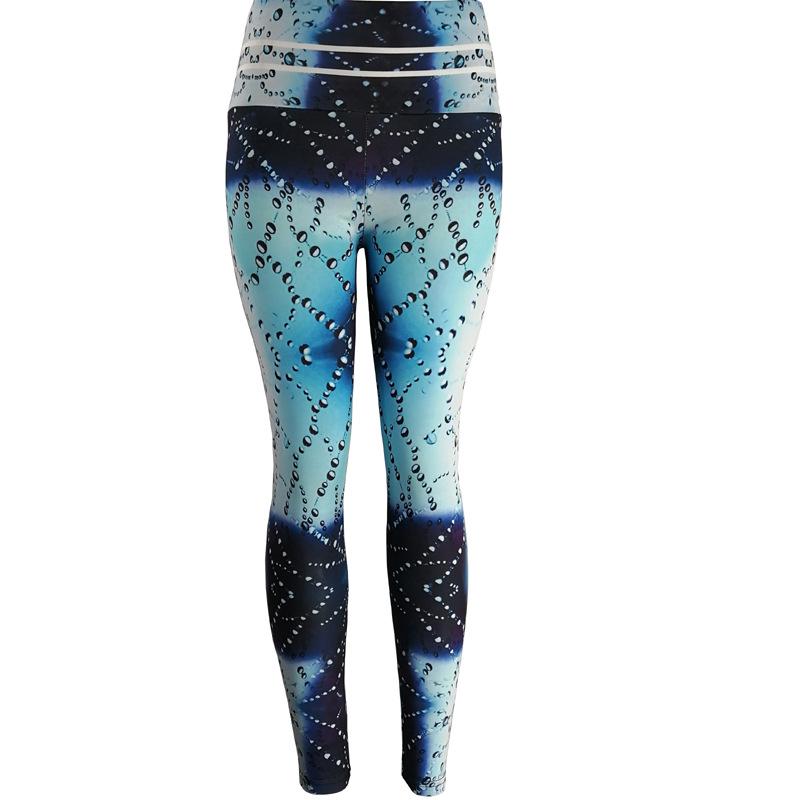 Fashion water drop sweat bead printing high waist printing bottoms sports yoga trousers new ladies trousers