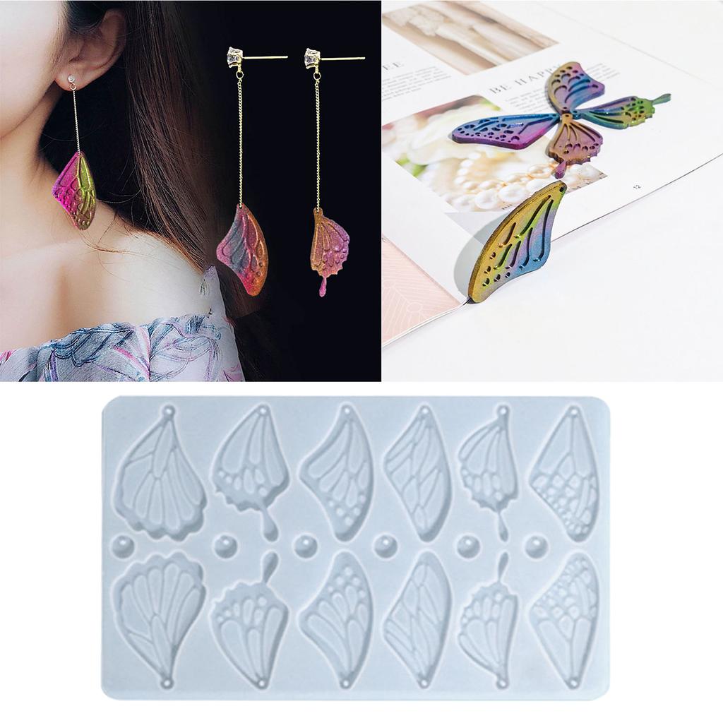 Butterfly Wing Shaped Pendant Molds Keychain Mold with Hole Clay Mould Jewelry Tool Silicone Material Hand-Making Supply