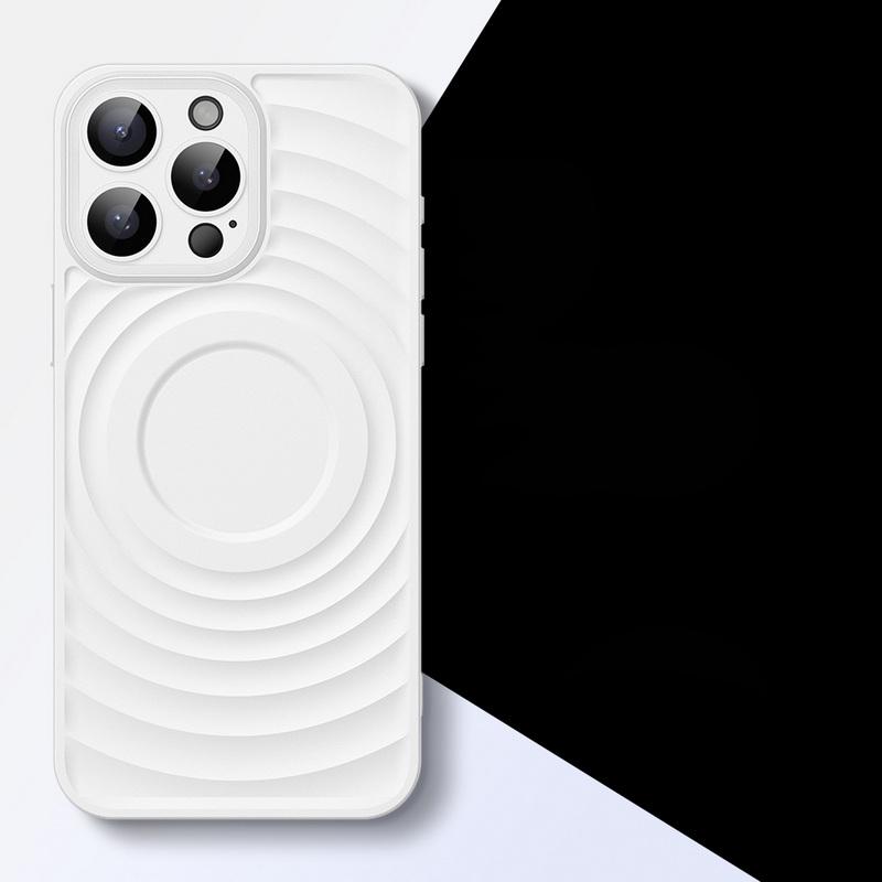 

Чехол-бампер из твердого поликарбоната с волнистой текстурой для iPhone 16 Pro Max 15 Pro 14 13, защита линз, ударопрочный тонкий чехол для телефона iPhone 14 белый