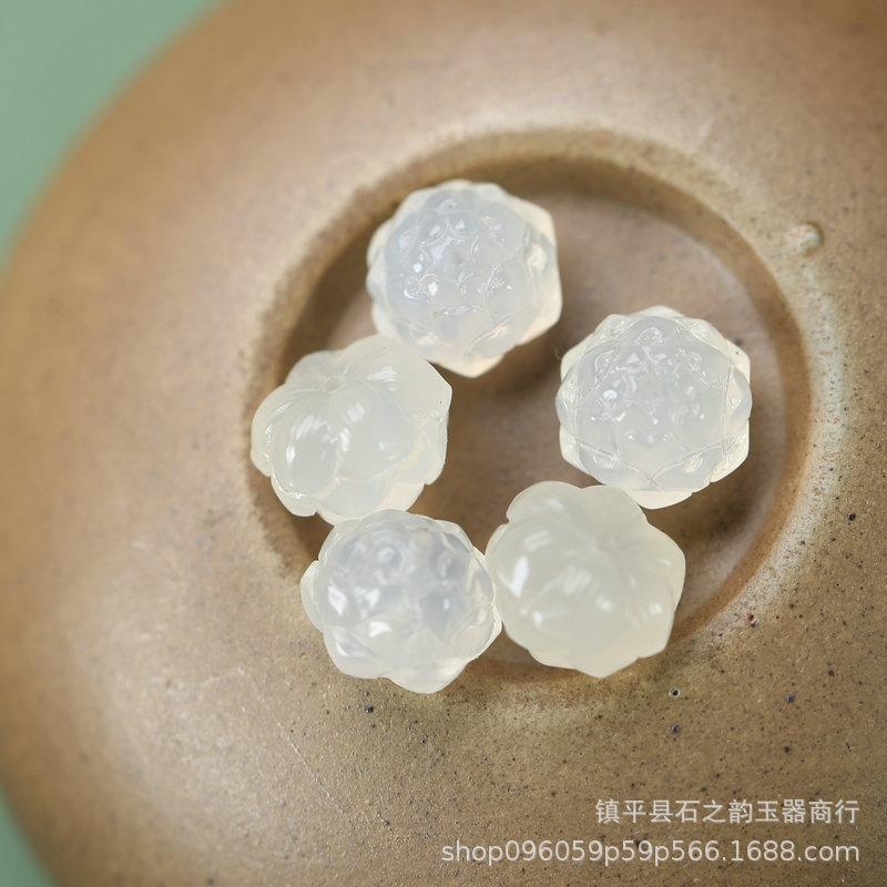 White Agate Lychee Jelly Lotus Spacer Beads for DIY Necklace Jewelry Other