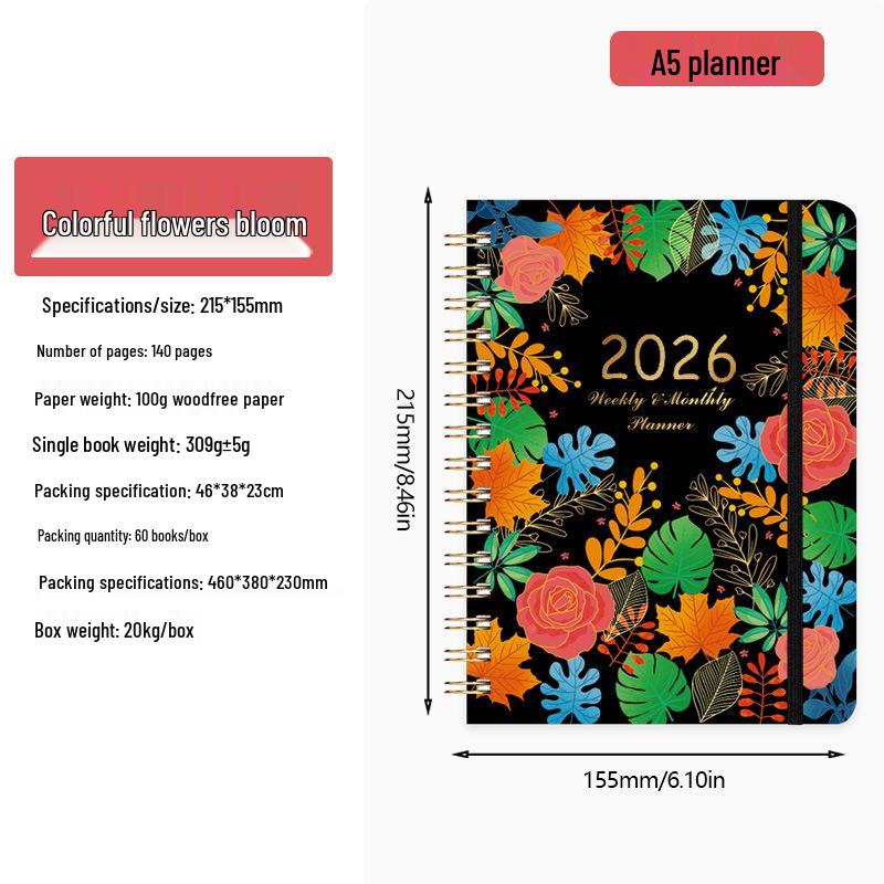 2026 English Student Weekly A5 Planner Coil Notebook
