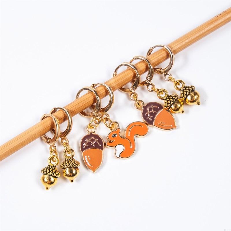 Wooden Acorn Animal Knitting Markers With Storage Box Locking Stitching Markers For Knitting Handmade Crochet Craft B03E