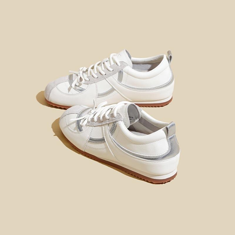 Korean silver German training shoes for women's 2025 summer new bow inner height increase sports board shoes ballet style casual trend