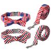 Dog Collar Leash Set Independence Day US Flag Stripe Adjustable S M L Sizes Pet Accessories