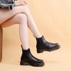 Chelsea Boots Women's Couple Motorcycle Boots Men's British Leather Short Boots Men's and Women's Casual Square Head
