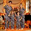 Familien-Passendes Halloween-Print-Pyjama-Set Kurzarm-Oberteil und Hose