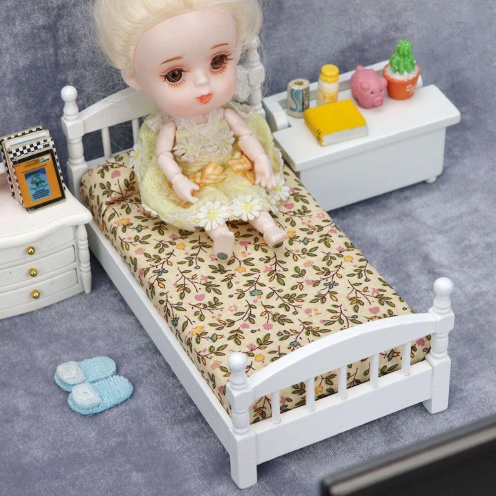 Bedroom Dollhouse Bed Furniture Simulation Single Bed Play House Miniature Bed  Kids Toy