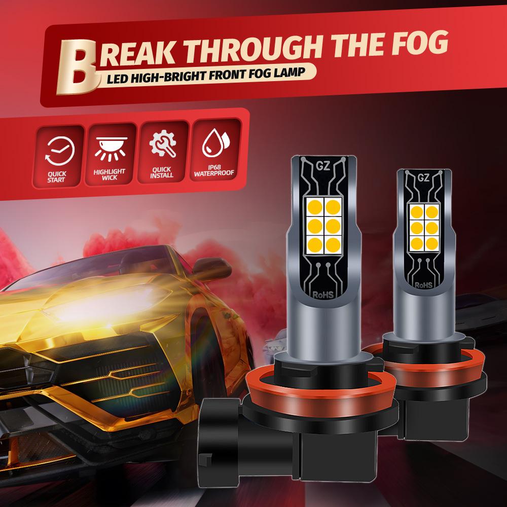2PCS High Power 90W LED Car Fog Light Bulbs Canbus No error 3000K Warm Yellow Lights 12V 24V For Volkswagen Passat CC 2009-2010