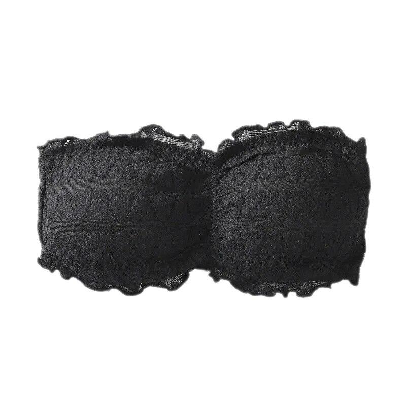 

Женский хлопковый сексуальный бюстгальтер с красивой спинкой и кружевом по бокам, без бретелек, бесшовные повседневные универсальные топы без бретелек One Size чёрный