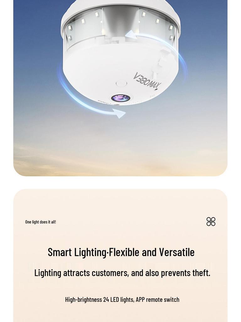 V380 E27 Wireless WiFi Panoramic Fisheye Bulb Camera