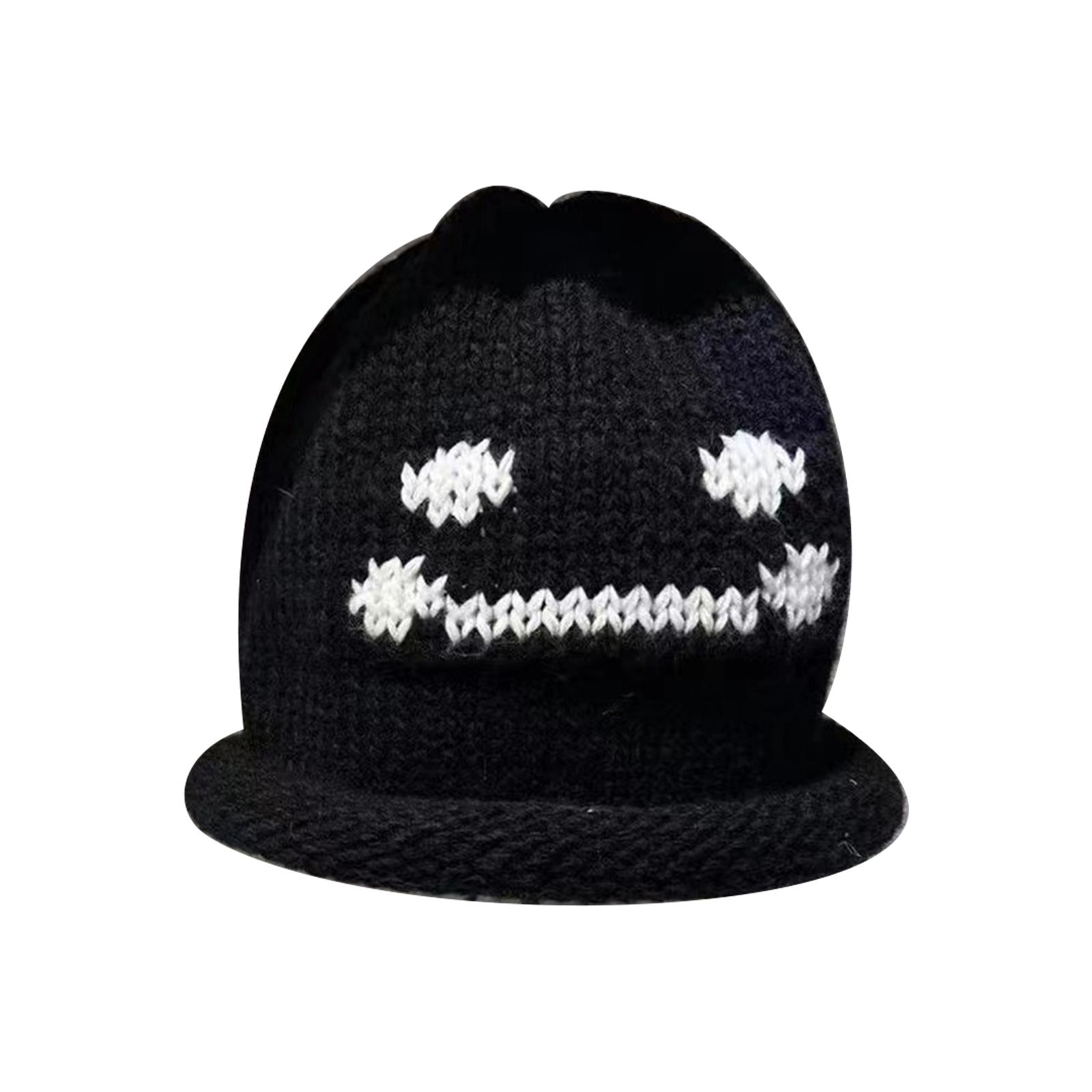 

Slouchy Beanies Winter Warm Skull Cap Knitted Beanie Y2k Black White Accessories Women Skull Cap Ski Cycling Outdoor 1 чорний