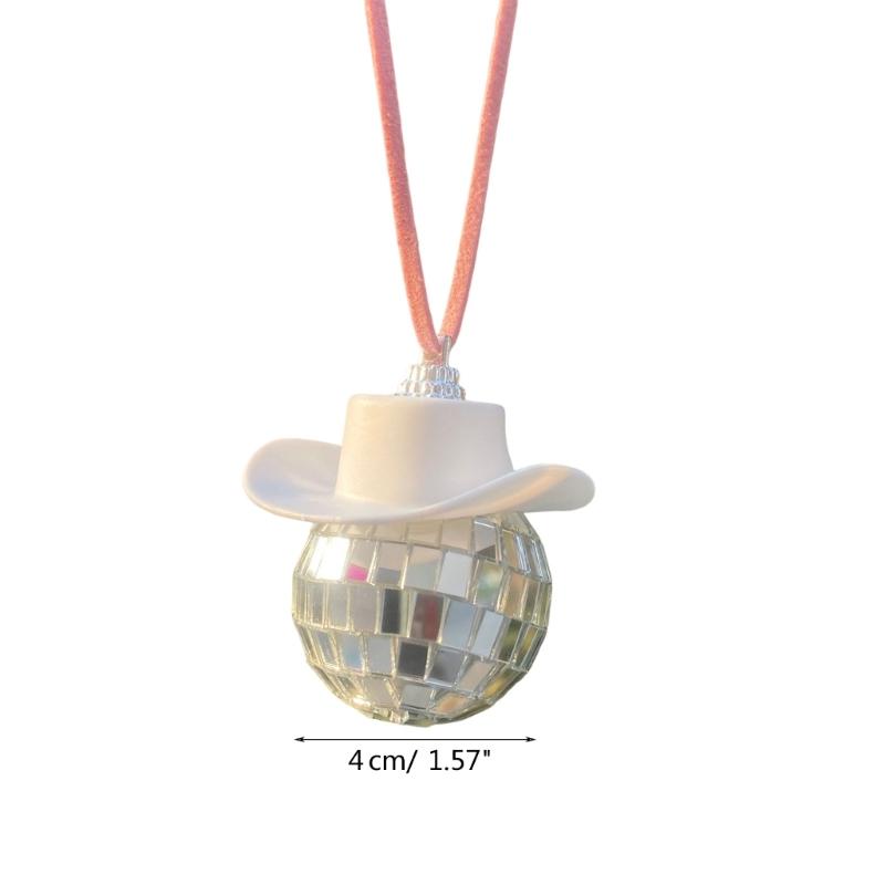 Pălărie roz de cowgirl cowboy, farmec pentru mașină, oglindă retrovizoare agățată, minge de discotecă, breloc decorativ, accesorii occidentale, geantă, decor mașină