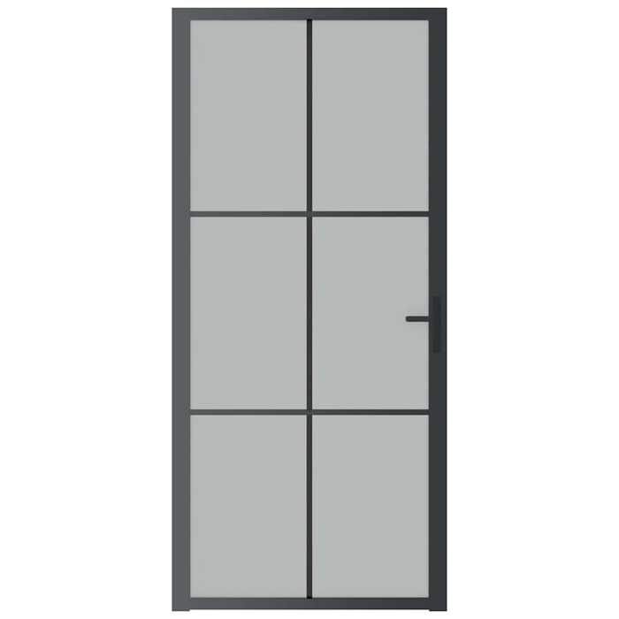 VidaXL Interior Door 93x201.5 Cm Black Frosted Glass and Aluminum 350558