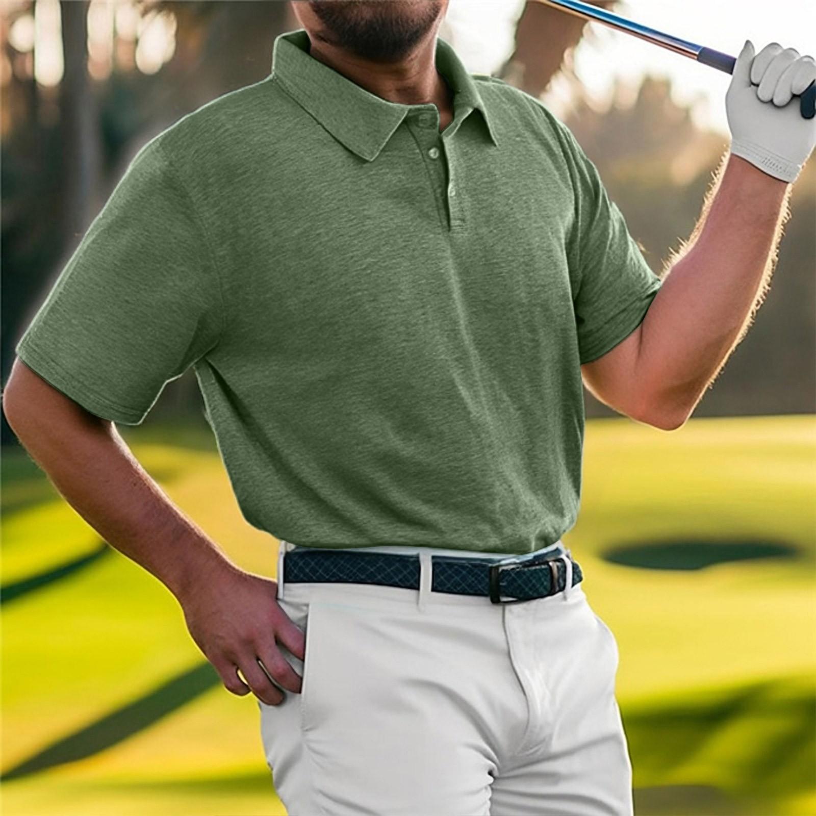 

Мужские рубашки для гольфа, однотонные, с лацканами, короткие рукава XXL