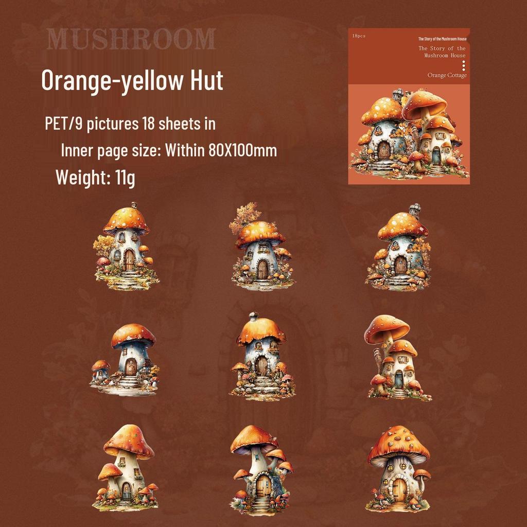 Dark Shadow Phantom Forest Theme Sticker Pack: Mushroom House Story Series - 18 Sheets of Scenery Stickers