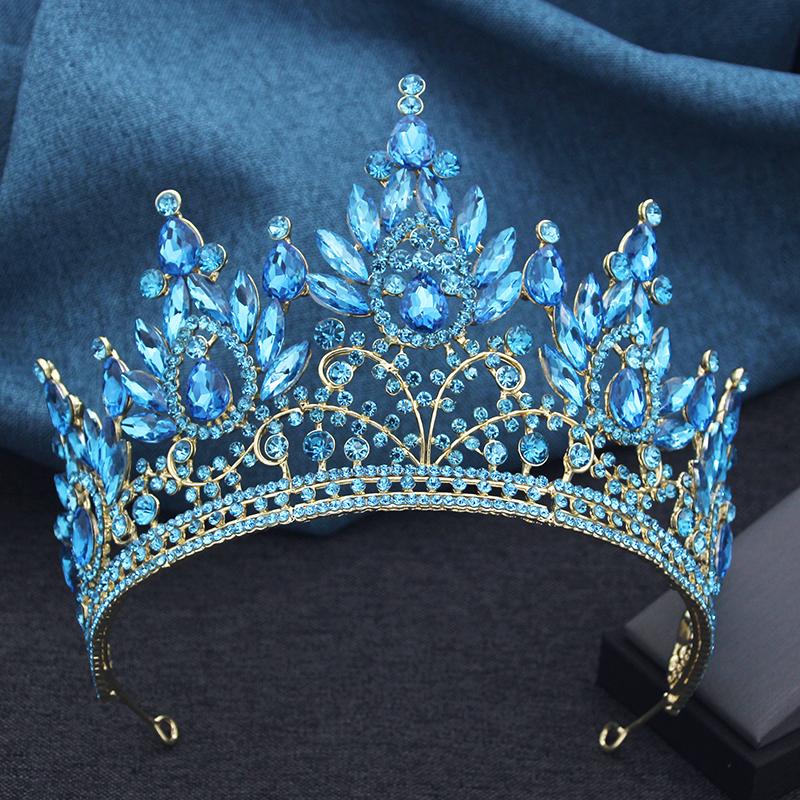 Luxury High Royal Queen Wedding Crown for Women Large Lime Green Crystal Banquet Tiaras Party Costume Hair Jewelry Accessories