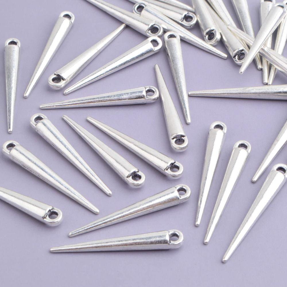 100pcs 5x34mm Vintage Cone Pendants Antique Silver Dangle Pendants  DIY Jewelry Making