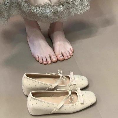 Gentle French Mary Jane Spring New Evening Wind French Light Mouth Single Shoes Square Head Bow Ballet Shoes