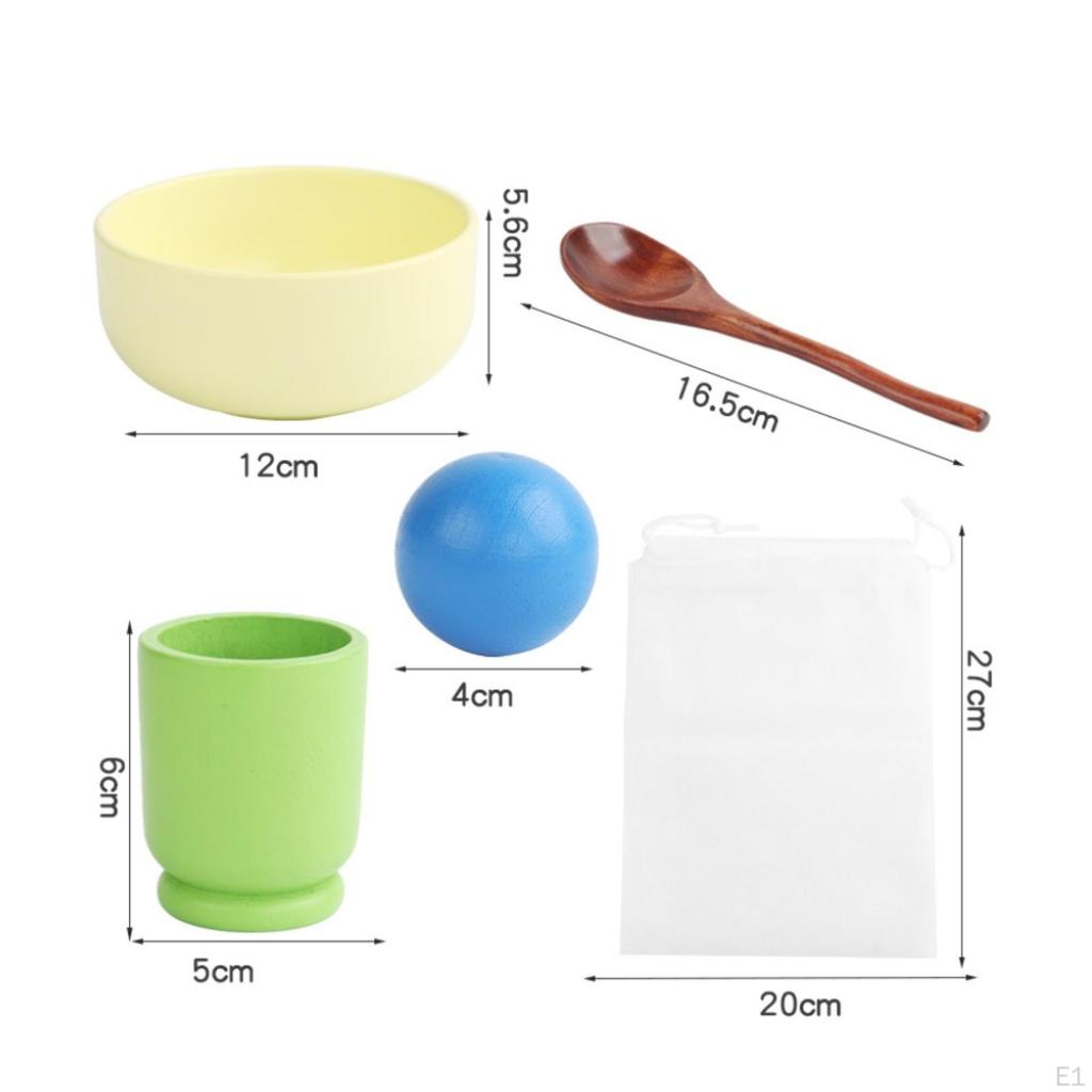 Wooden Color Sorting Set Multicolor Ball Cup Game Fine Motor Skills and Toy for