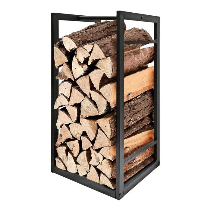 Porte-bois - EDM - 33x33x68cm - Métal robuste - Couleur noire - Rangement élégant
