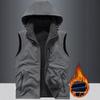 Gilet da uomo in pile Sherpa double-face con imbottitura in velluto, per esterni, con cappuccio staccabile