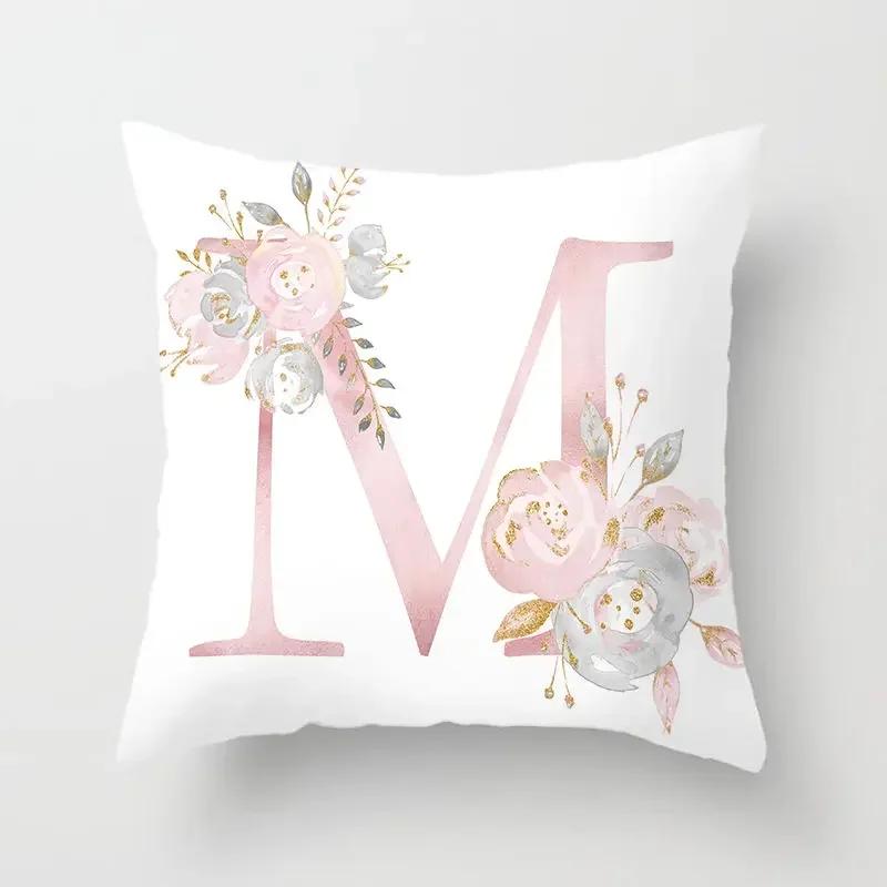 Pillow Cover Decorative Pink Letter Printed Cushion Covers 45*45 Pillowcase Sofa Cushions Polyester Cuscini Decorativi