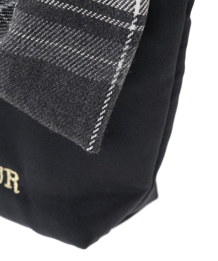 De Apparel Check Ribbon Satin Pouch for Black [Maison Fleur] Women,