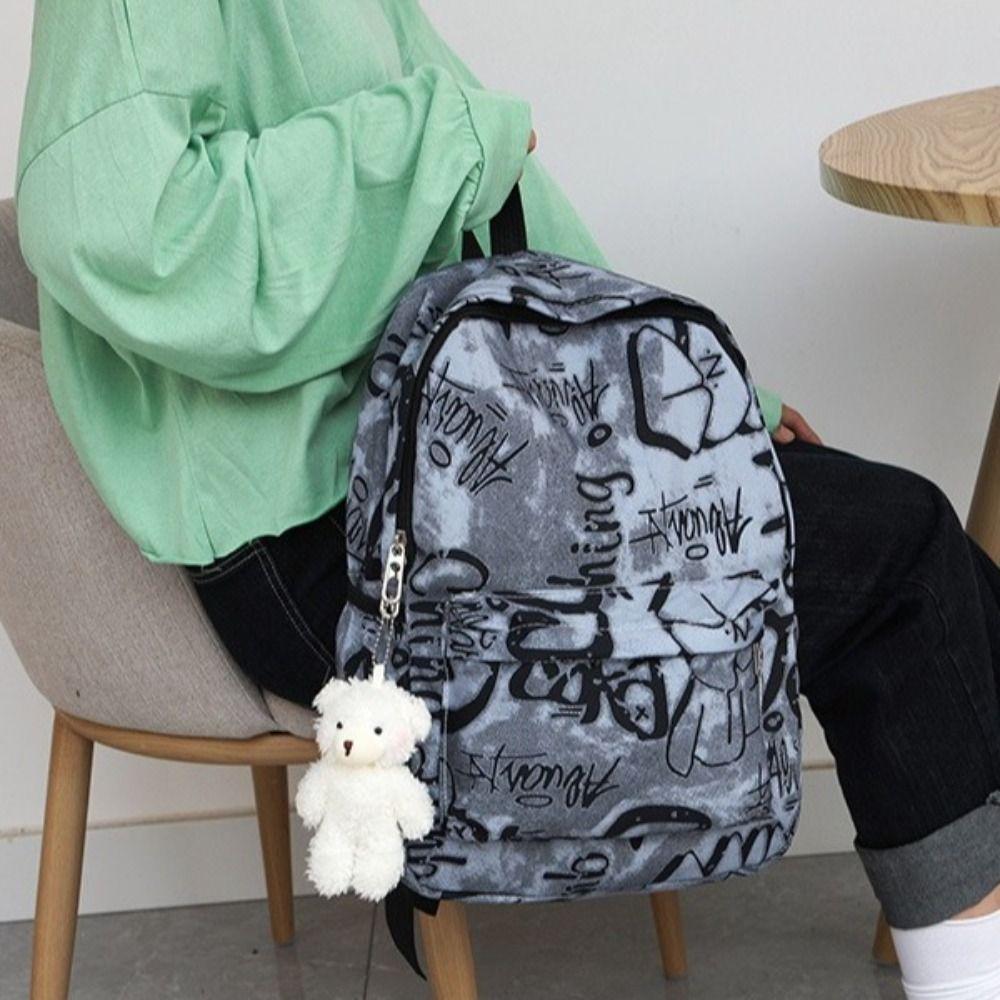 

Large Capacity Women s Backpack Casual School Bags for Girl for Teenage black no pendant