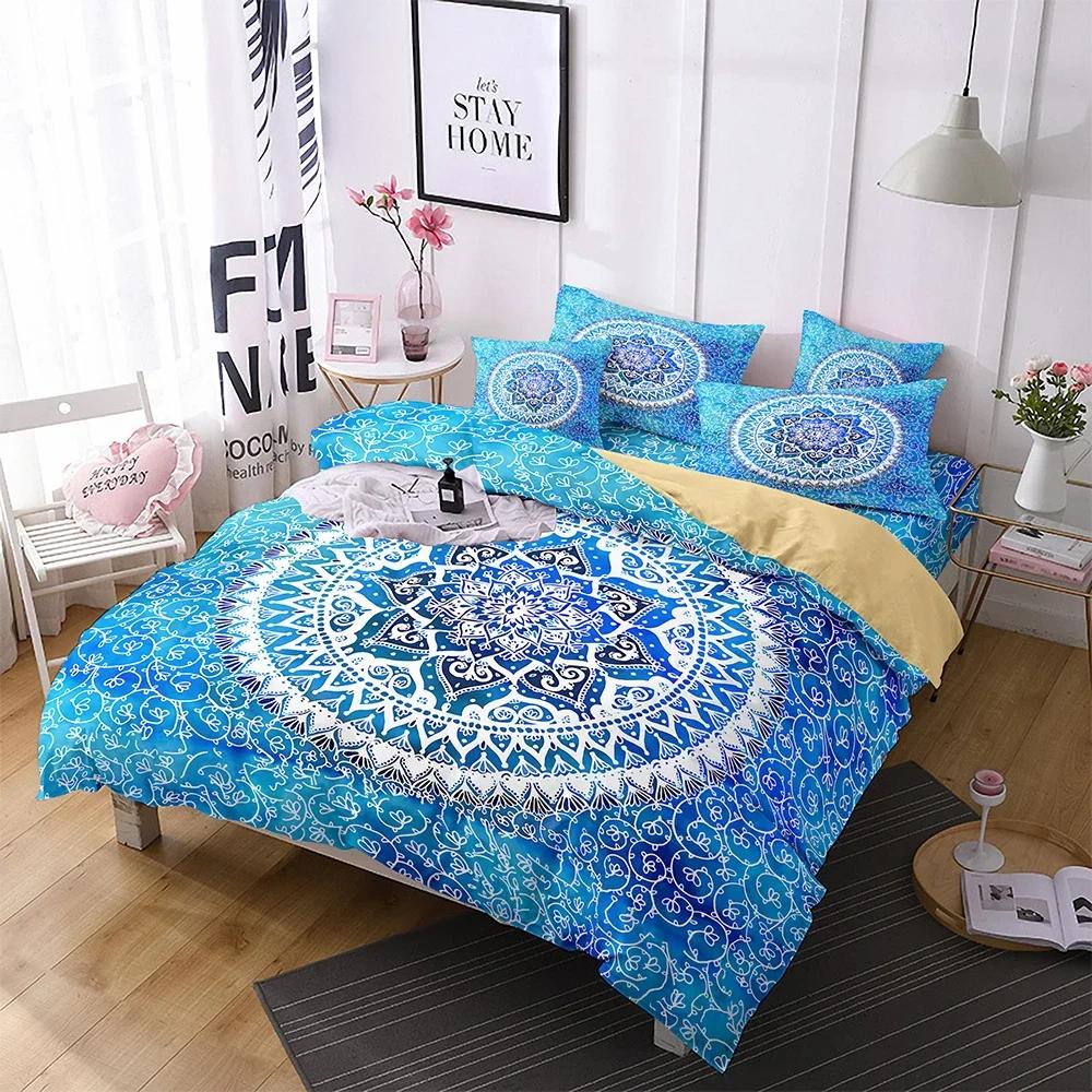 Print Bohemian Mandala Comforter Cover Super Comfortable Microfiber Fabric Bedroom Beddidng Set Datura Duvet Cover+pillowcases