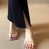 Transparente High Heels 2025 Sommer neu vielseitig bequem sexy Temperament Internet-Berühmtheit Kristall-Slipper Damen Oberbekleidung Slipper