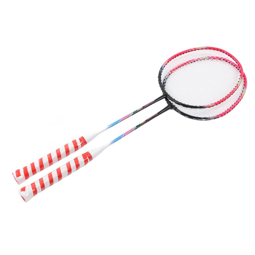 2 Stück Badmintonschläger Rosa Legierungsrahmen Großer Sweetspot Einteiliges Design Doppel-Badmintonschläger mit Aufbewahrungstasche