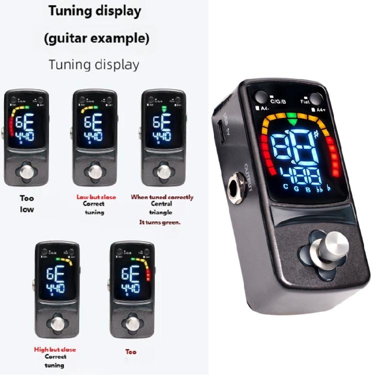 Digital Guitar Pedal Tuner LCD Display Metal Cover Chromatic Guitar Tuner Pedal Effect for Guitar Bass Musicians