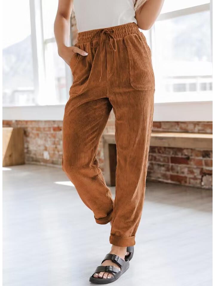 Women's Casual Corduroy Wide-Leg Pants - European and American Fashion