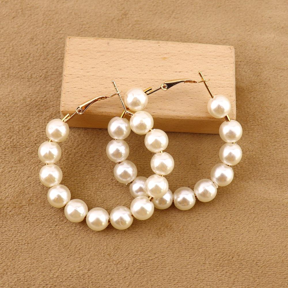 

Gold And Silver Geometric Woven Pearl Rice Bead Earrings Internet Celebrity Fashion Versatile Trend Earrings Retro E82