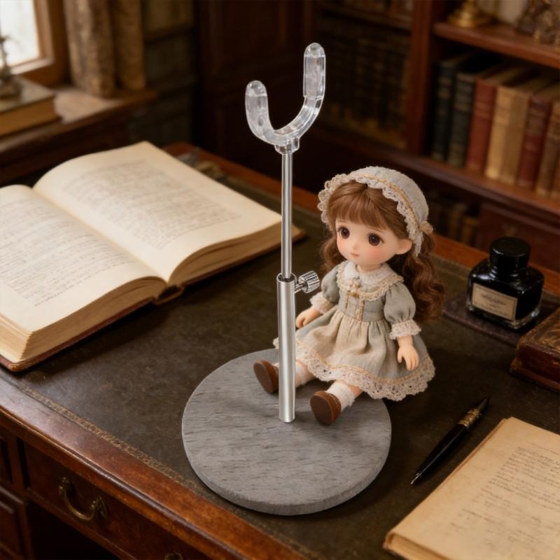 Versatile Doll Holder for Various Sizes Including Wooden Base Construction for Safe Use