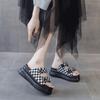 Heelless Cool Slippers Women's New Products In Summer 2025, Platform Muffin Sandals, Fashionable Versatile Checkerboard Sandals Women