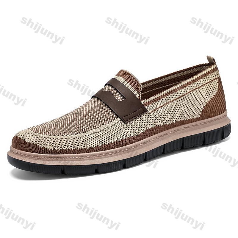 Fashion Fly Weave Men's Shoes Spring Autumn New Mesh Breathable Comfortable Slip On Flats Lightweight Comfortable Non Slip Casual Shoes