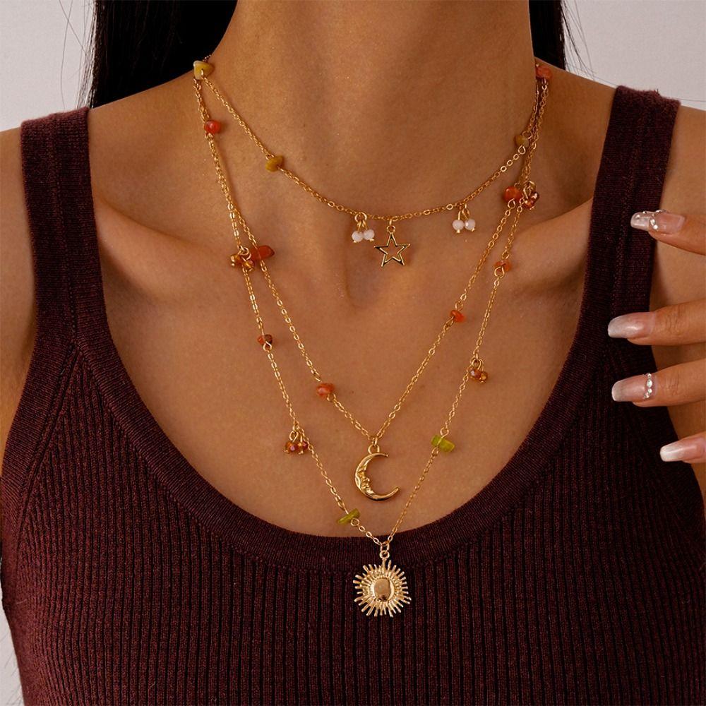 Pendant Clavicle Chain Women Bead Bowknot Clavicle Necklace Fashion Y2K Multilayer Necklace  Ladies