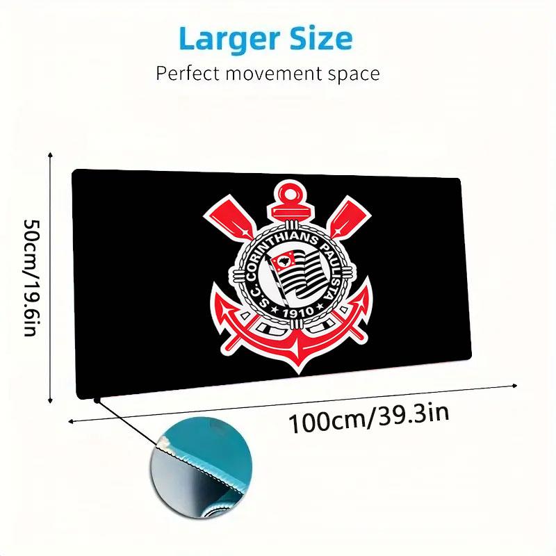 Sport Club Corinthians Paulista Mouse Pad, Large Gaming Desk Mat, Non-slip XXL Mousepad for Laptop & Tablet, Mini PC Playmat with Stitched Edges