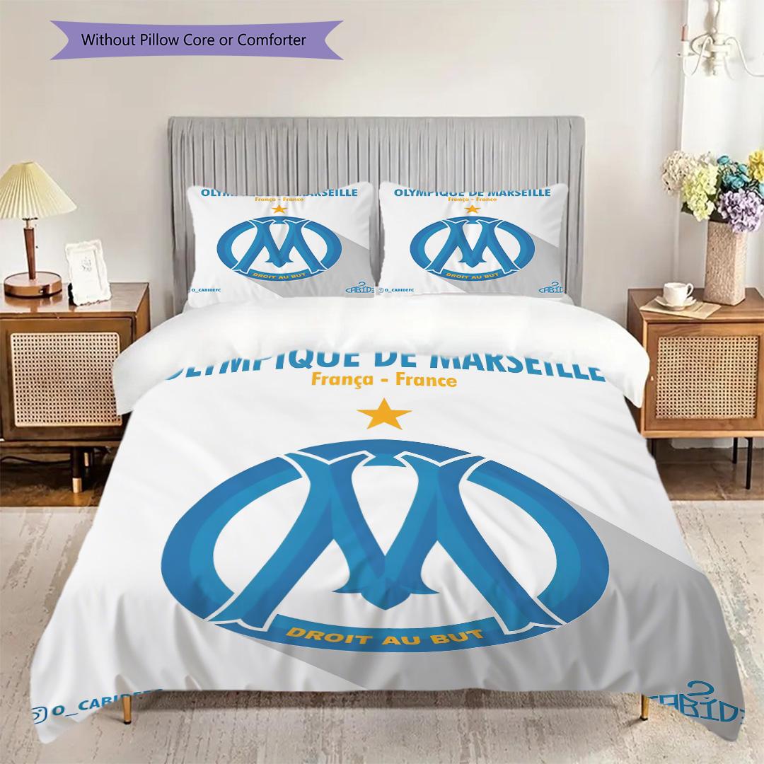 

Olympique Marseille Pattern Bedding Quilt Set Quilt Cover Pillowcase Home Decoration Birthday Gift (1 * duvet cover + 2 * pillowcase, without core) 135x200cm