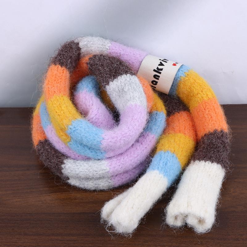 Women's Thin Narrow Long Colorful Striped Scarf Autumn And Winter New Design Hot Girl All-Match Decorative Scarf