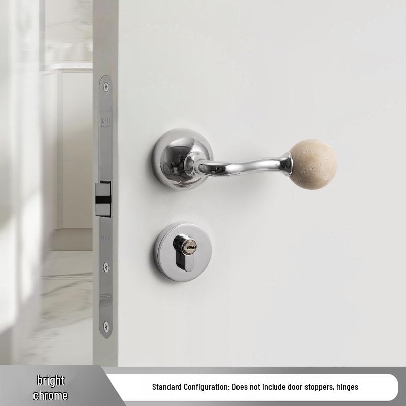 Bureau White Travertine Magnetic Silent Door Handle for Modern Luxury Bedrooms