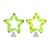 Furry Green Elf Tree Top Star 3D Plush Faux Fur Star Christmas Treetop Ornament with Red Balls for Xmas Tree Holiday Home Party Decor
