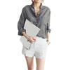 Patch Large Size Sleeve Pocket Shirt Tops Long Loose Fit Single-breasted Thin Casual Shirt Workwear